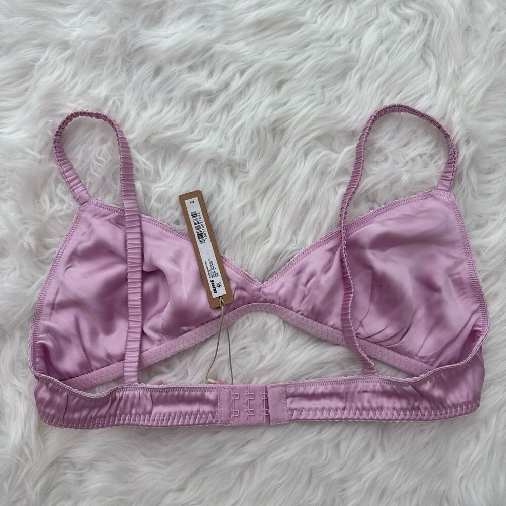 Skims Woven Shine Sleep Bralette Pink Rose Size Medium - Picture 4 of 6